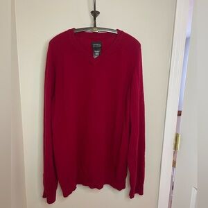 George Men's V-Neck Sweater in Rich Red.  Perfect for Valentine’s Day date night